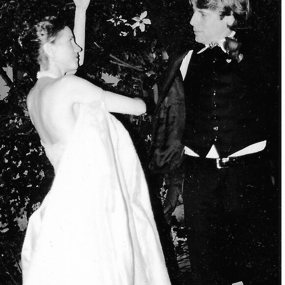 Anna Huling Flamenco-Influenced "Flounce" Dress With Black Lace/Cream Satin Slip - Picture 10 of 16